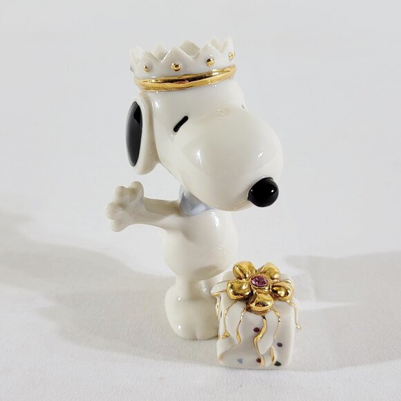 Lenox "Snoopy's Birthday Surprise" October 3.5” Figurine Pink Tourmaline - Picture 1 of 8